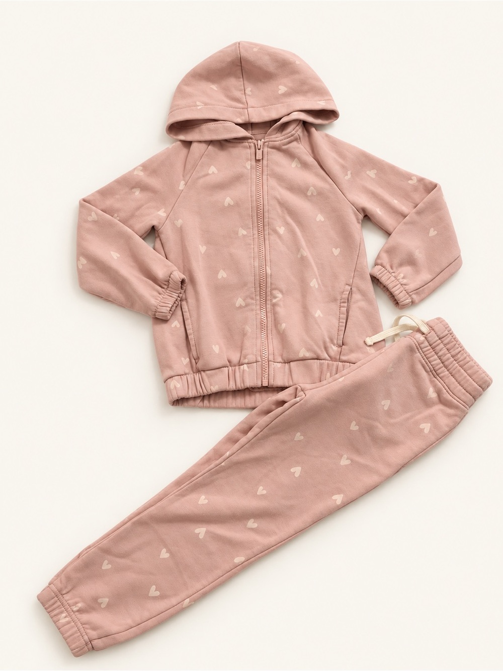 Old Navy Girls' Heart-Print Jogger Set - Dusty Rose